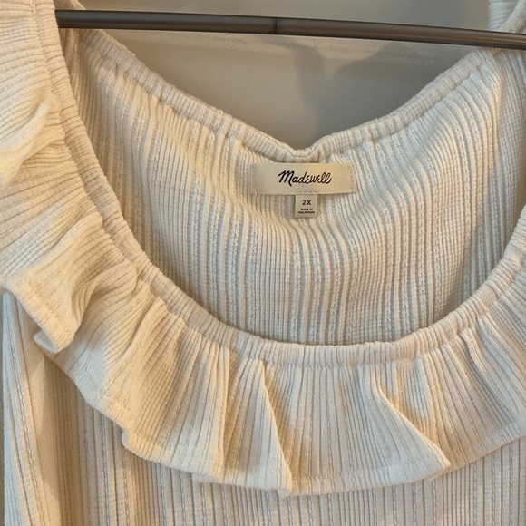Madewell Ribbed Pointelle Ruffled Scoop Tank 2X - Picture 2 of 6